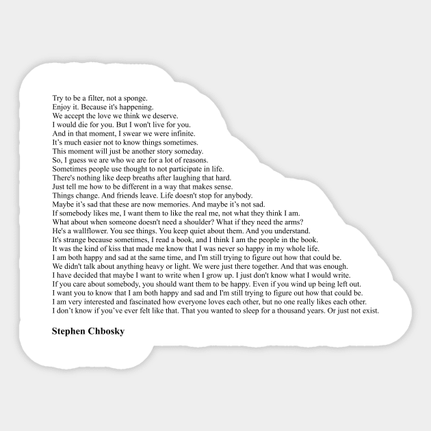 Stephen Chbosky Quotes Sticker by qqqueiru